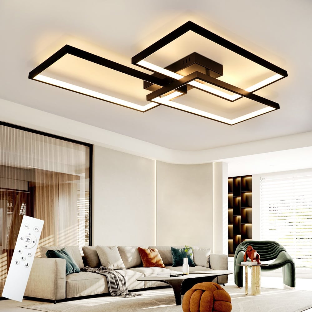 Plafonnier fer noir 80x53.5x8cm led 72w — vue 3