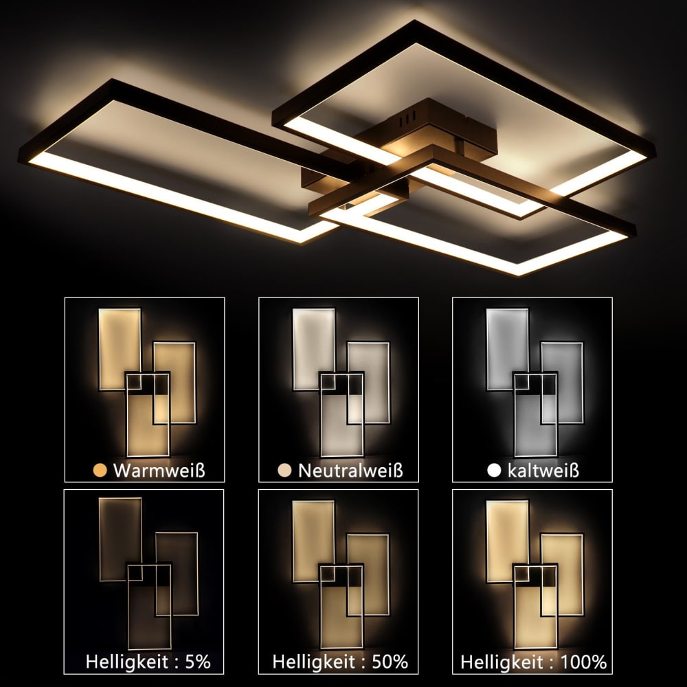 Plafonnier fer noir 80x53.5x8cm led 72w — vue 4