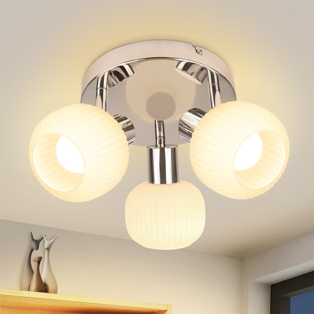 Spot de plafond fer blanc 19x19x14cm e14 3 flammes — vue 3