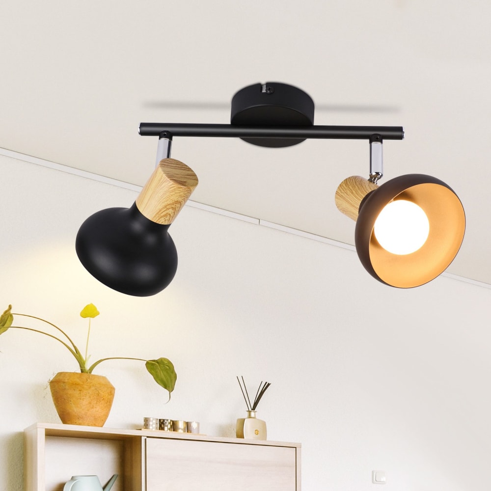 Spot de plafond en fer noir 25.5x11x15.5cm e14 — vue 3