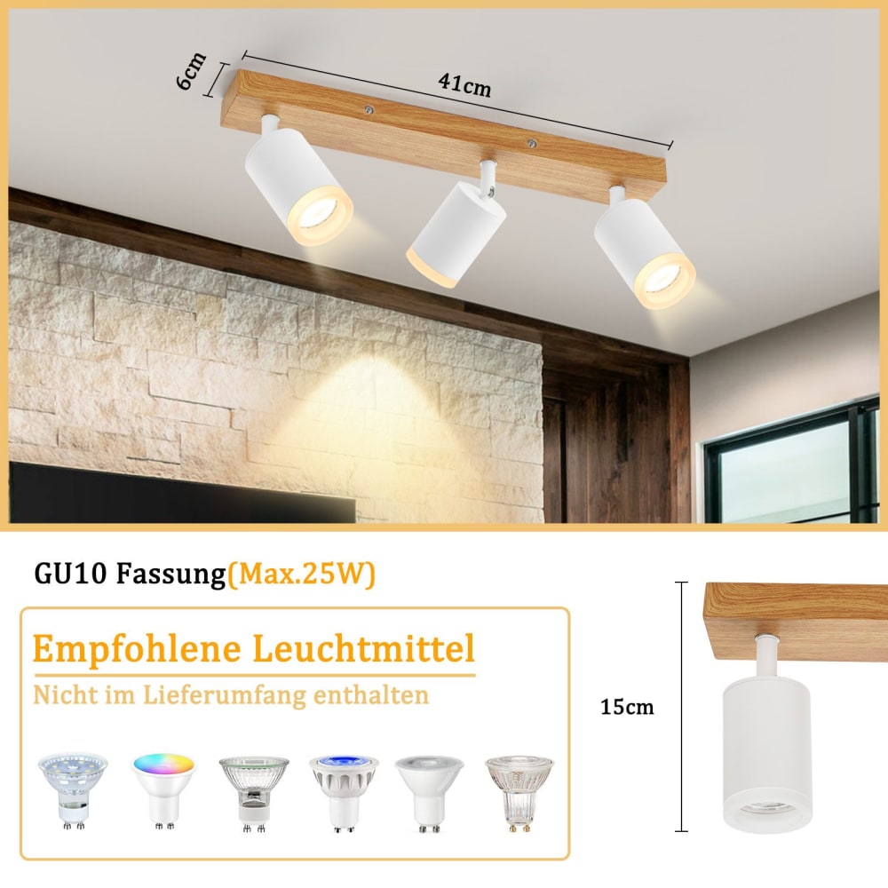 Spot de plafond en aluminium blanc 41x6x15cm gu10 — vue 4