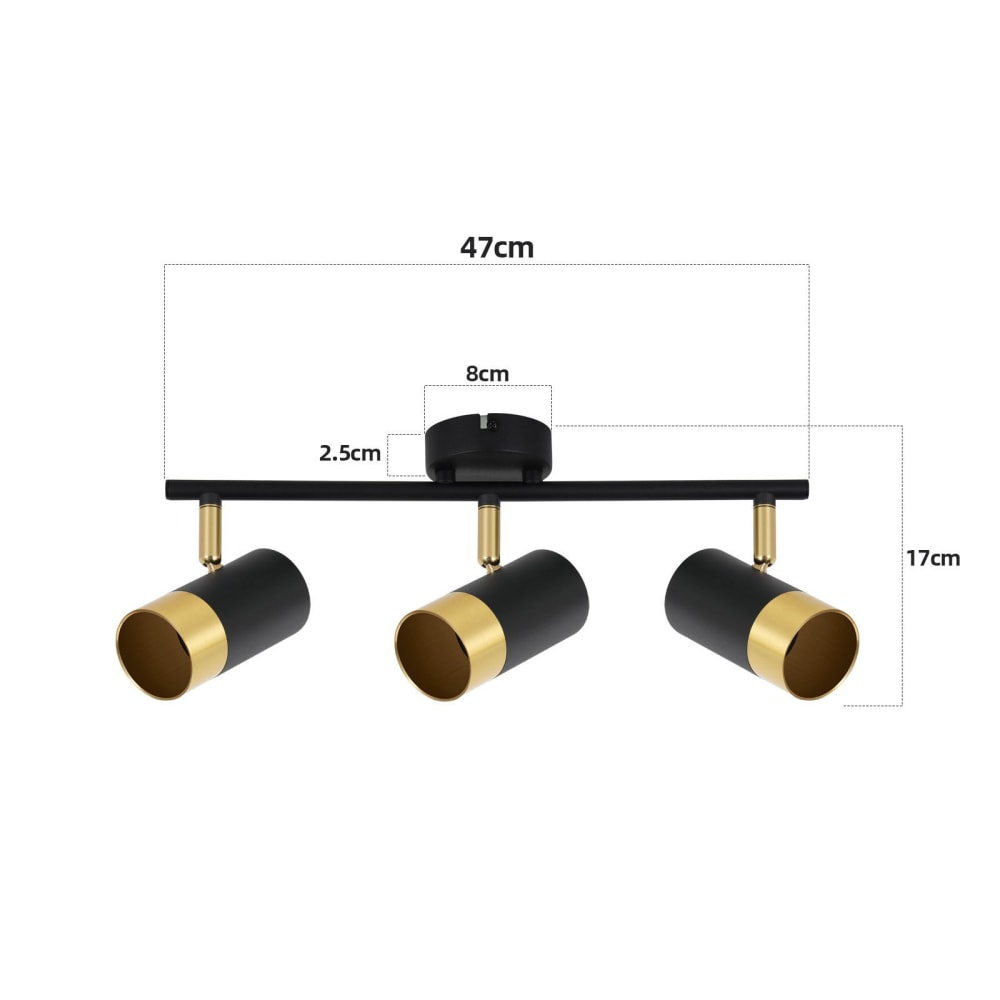 Spot de plafond en fer noir 40x12x15cm gu10 — vue 4