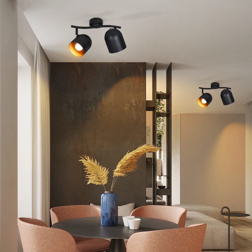 Spot de plafond en fer noir 32x13x21cm e14 — vue 4