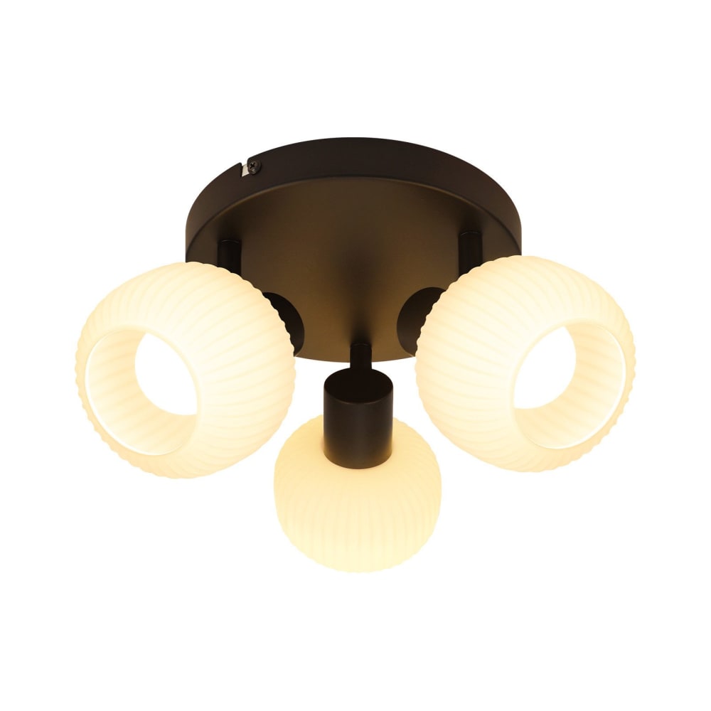 Spot de plafond fer noir 19x19x14cm e14 3 flammes