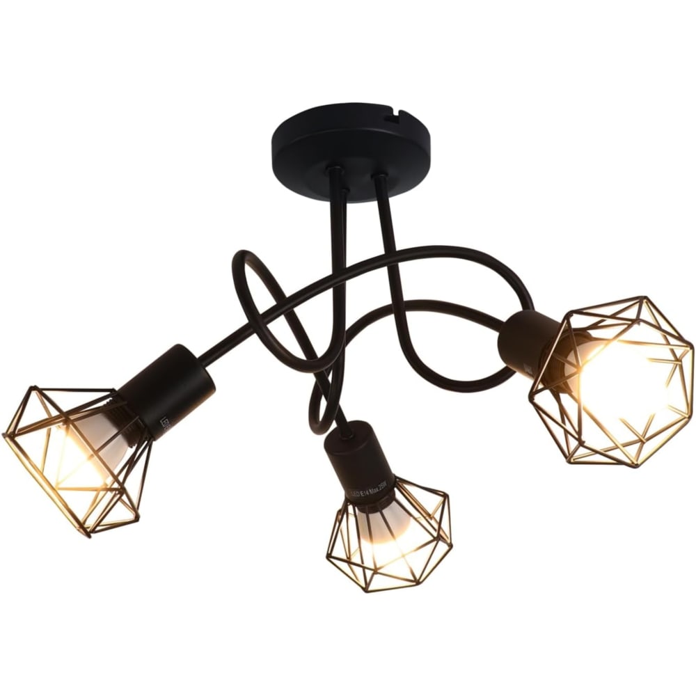 Spot de plafond en fer noir 40x40x24.5cm e14