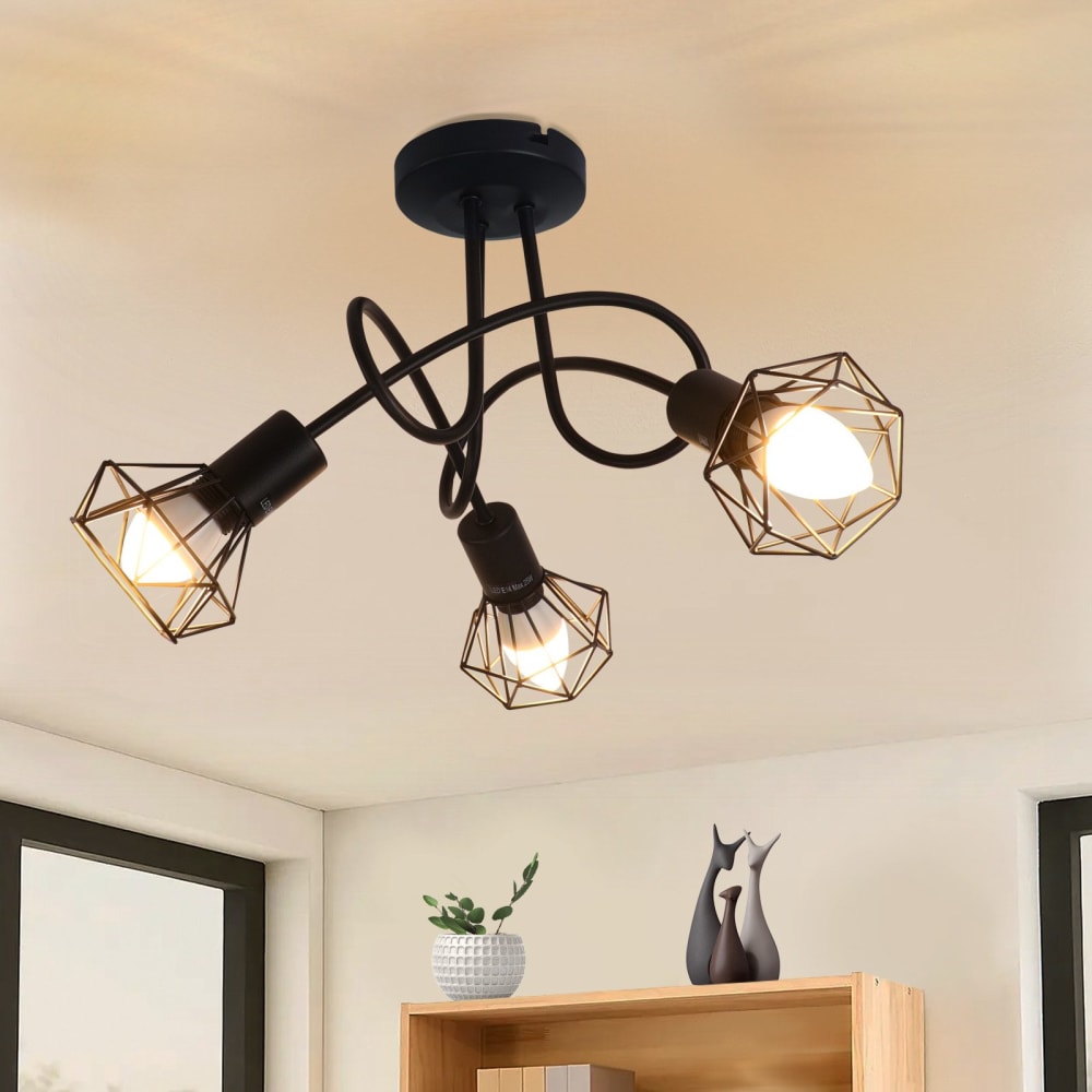 Spot de plafond en fer noir 40x40x24.5cm e14 — vue 3