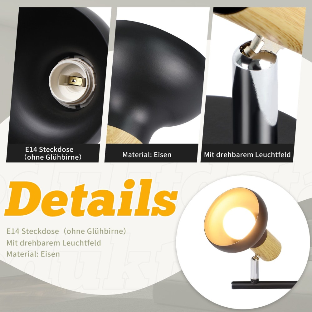 Spot de plafond en fer noir 41.2x11x15.5cm e14 — vue 4