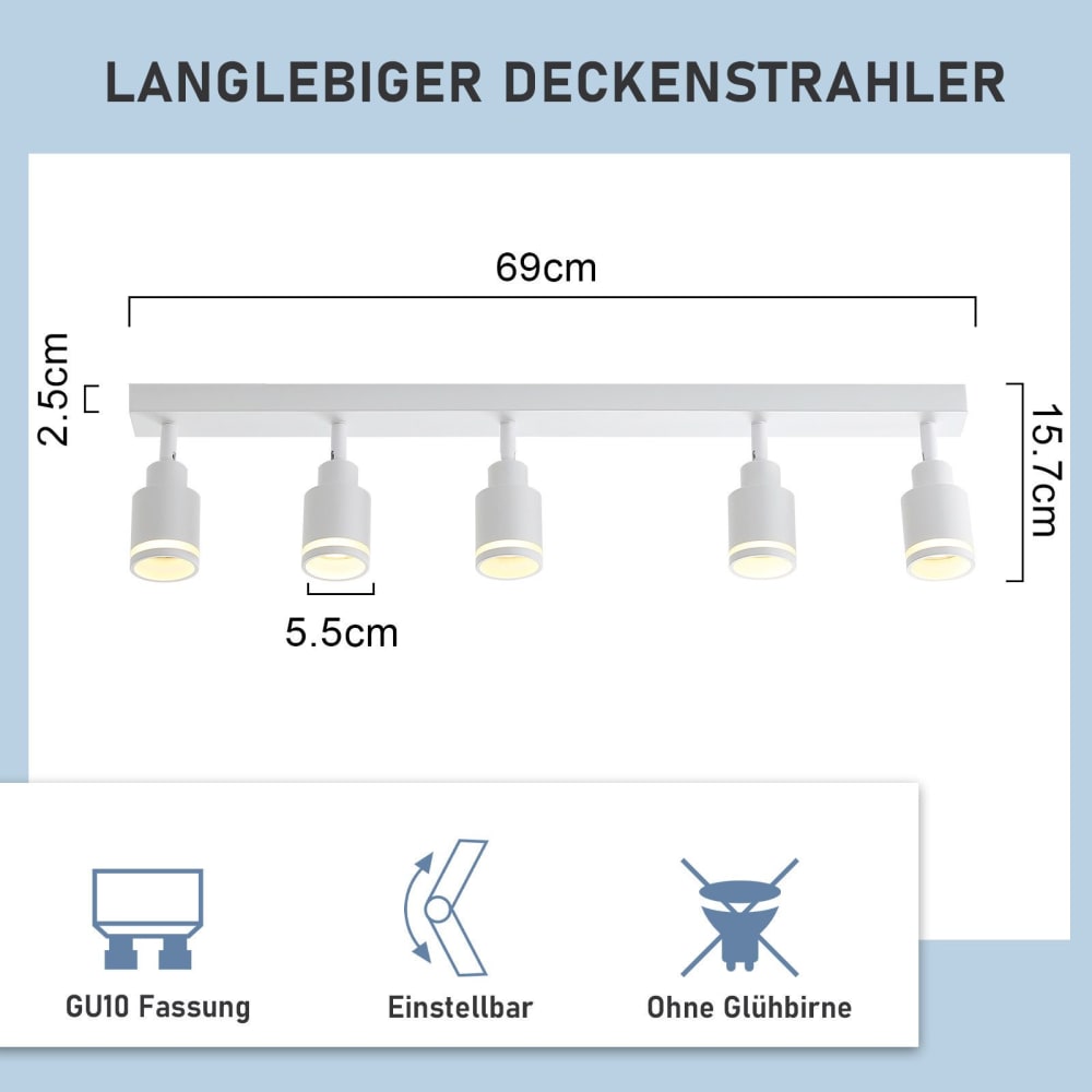 Deckenstrahler Eisen 69x5x15.7cm Weiß GU10 - Maisons Du Monde