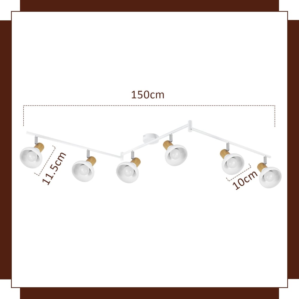 Spot de plafond en fer blanc 17.5x11x150cm e14 — vue 4