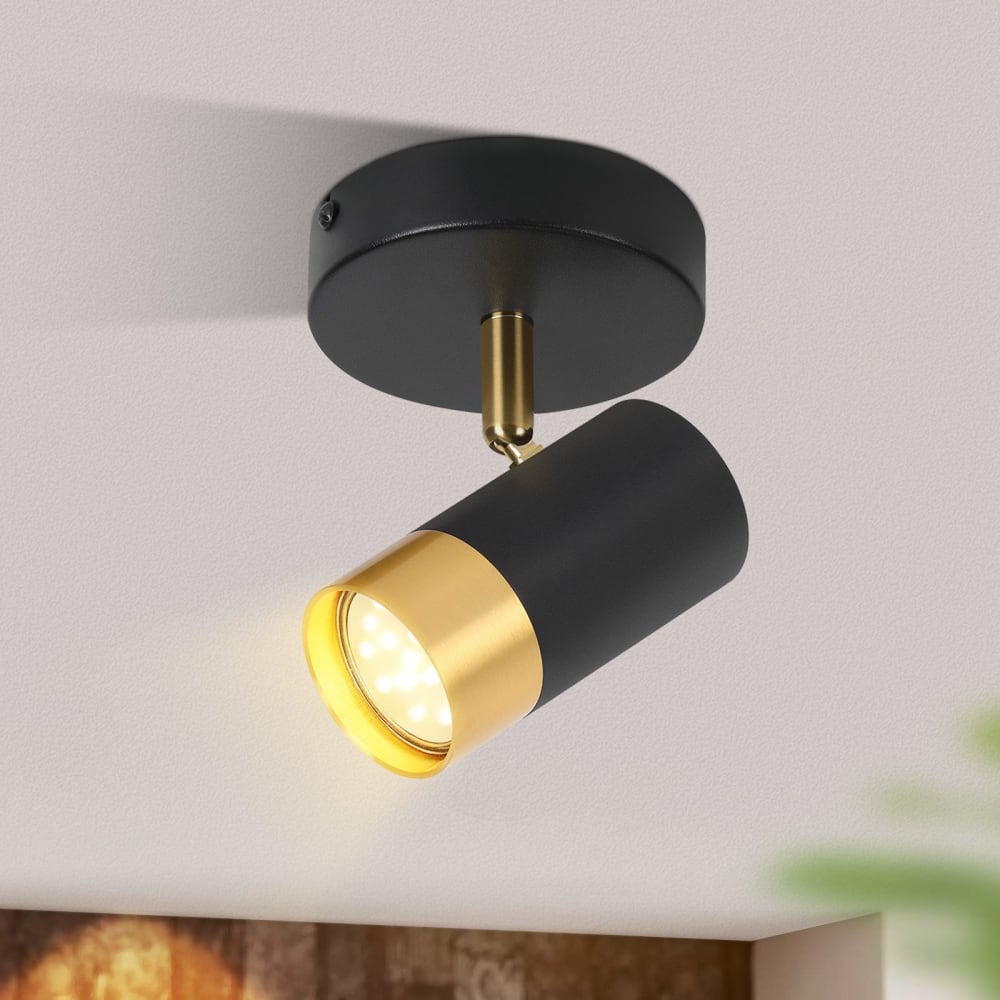Spot de plafond en fer noir 12.5x10x12cm gu10 — vue 3