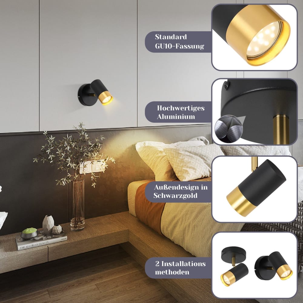 Spot de plafond en fer noir 12.5x10x12cm gu10 — vue 4