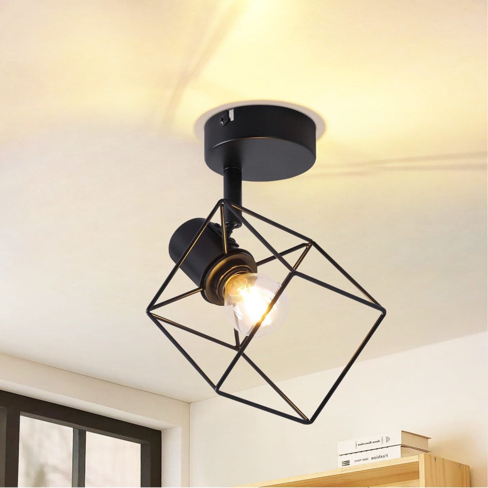 Spot de plafond en fer noir 15x10x15cm e14 — vue 3