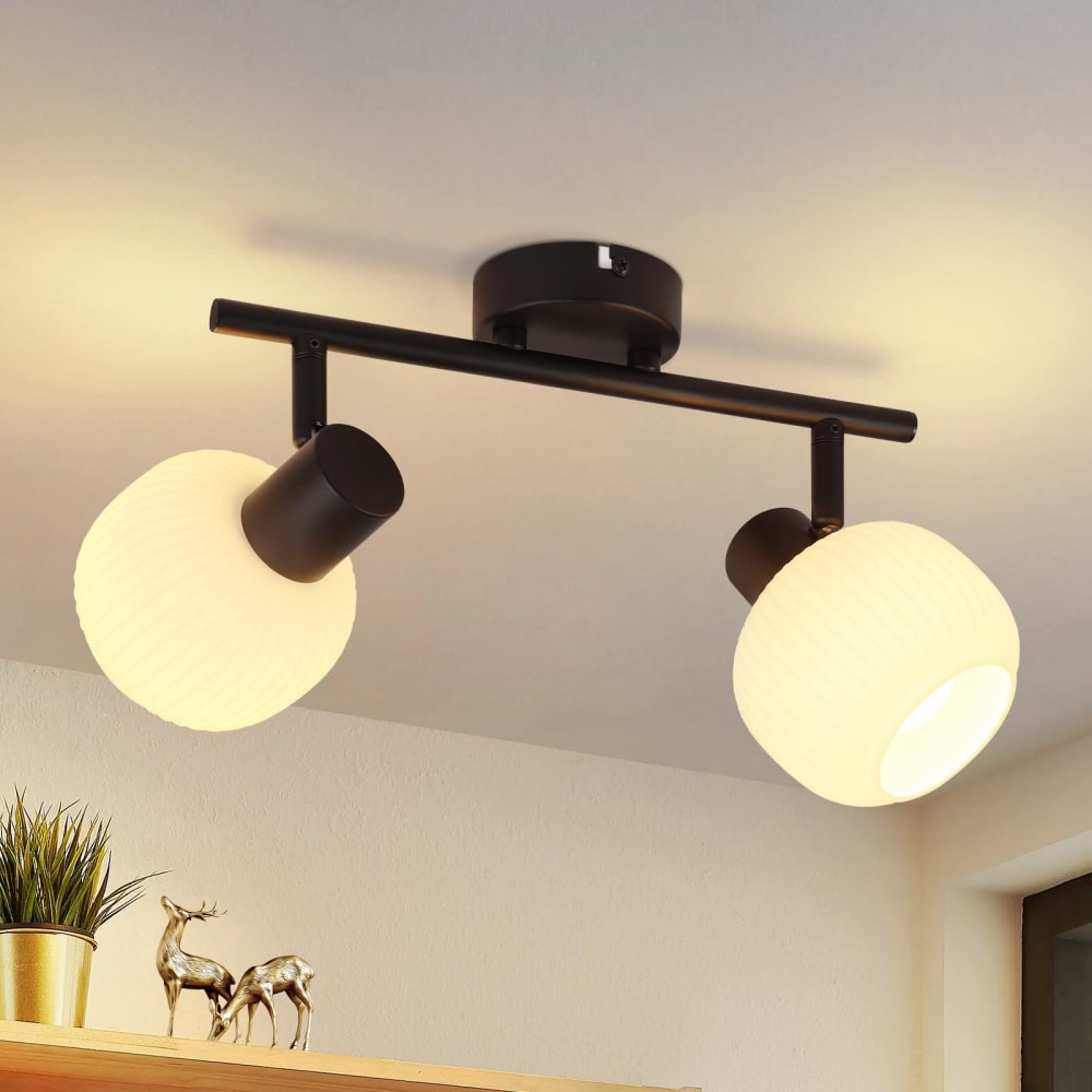 Spot de plafond fer noir 28x10x16.5cm e14 2 flammes — vue 3