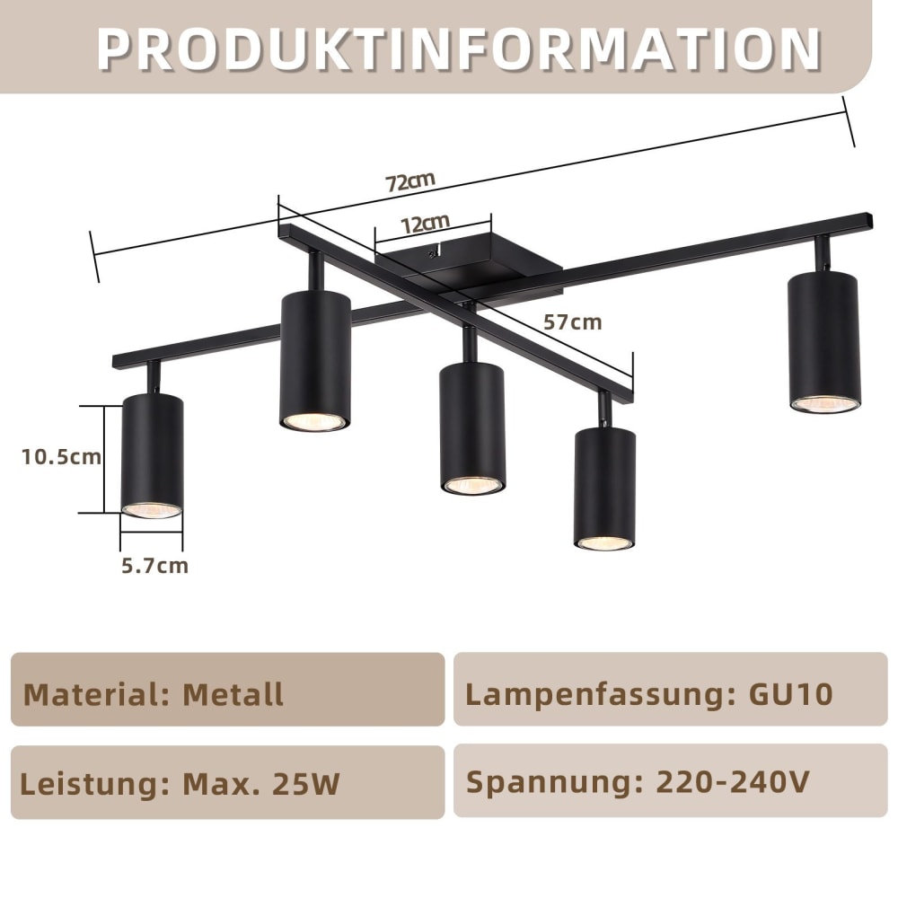 Spot de plafond en fer noir 77.5x57.5x21cm gu10 — vue 4