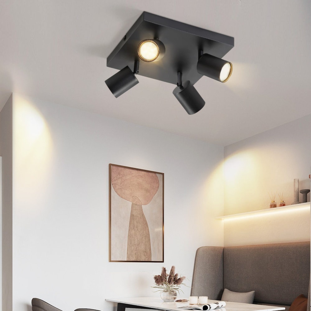 Spot de plafond en aluminium noir 25x25x14.4cm gu10 — vue 3