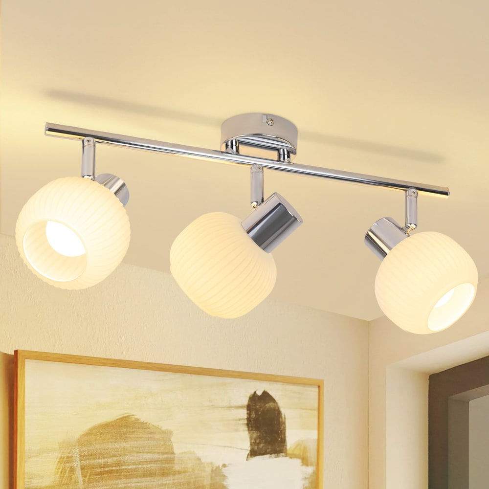 Spot de plafond fer blanc 42.5x10x16.5cm e14 3 flammes — vue 3
