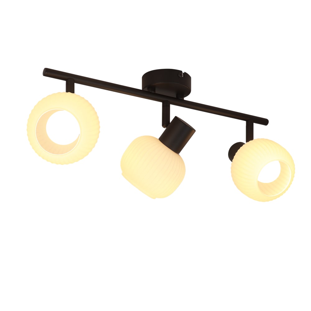 Spot de plafond fer noir 42.5x10x16.5cm e14 3 flammes