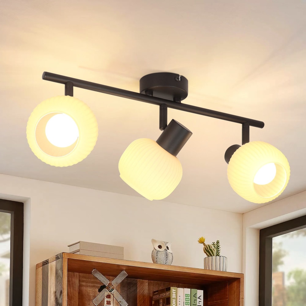 Spot de plafond fer noir 42.5x10x16.5cm e14 3 flammes — vue 3