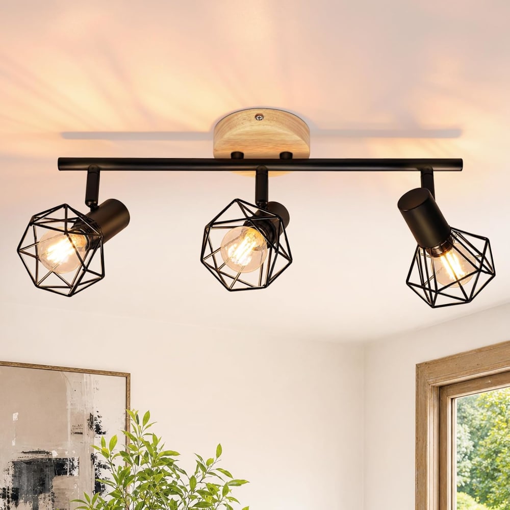 Spot de plafond en fer noir 42.5x10x15.3cm e14 — vue 3