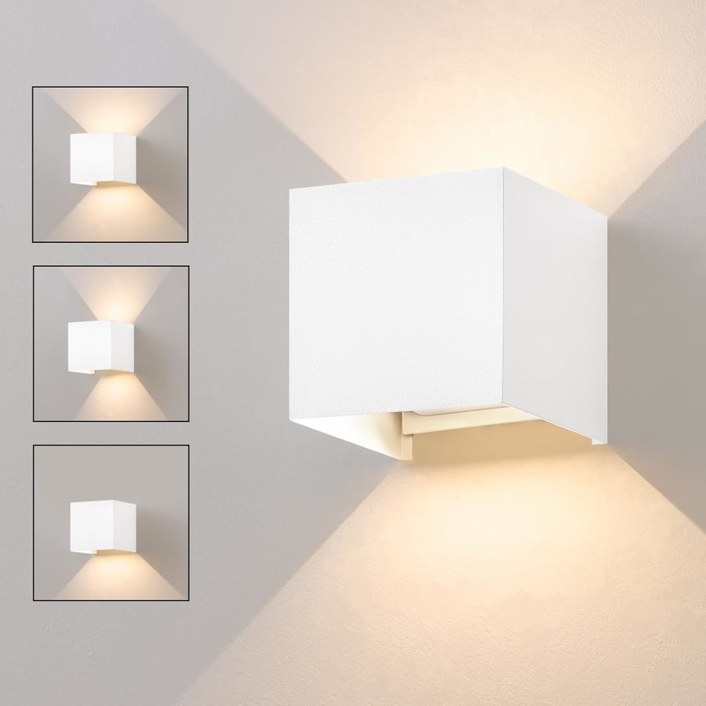Applique murale en aluminium blanc 10x10x10cm led 3000k 5w — vue 3
