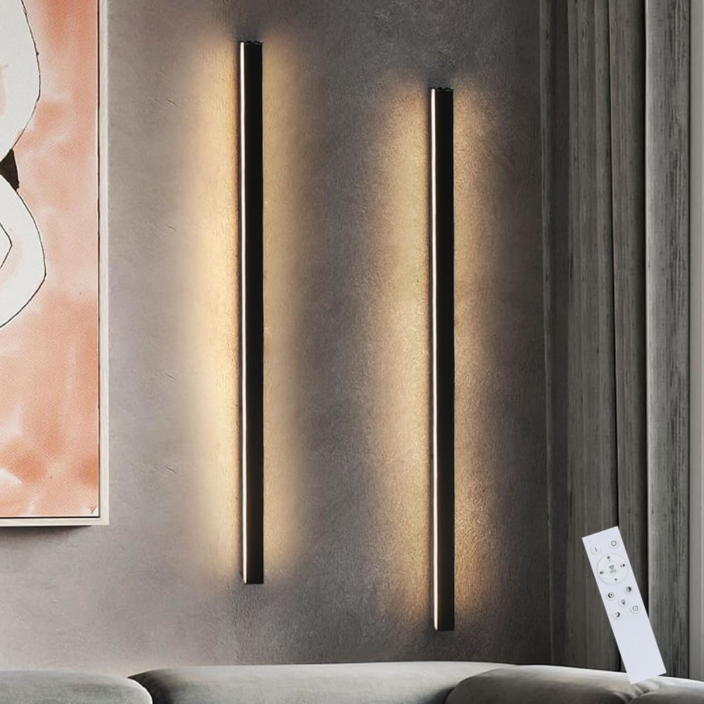 Wandleuchte Eisen Aluminium 2.5x4x100cm Schwarz 2er-Set LED 15W -