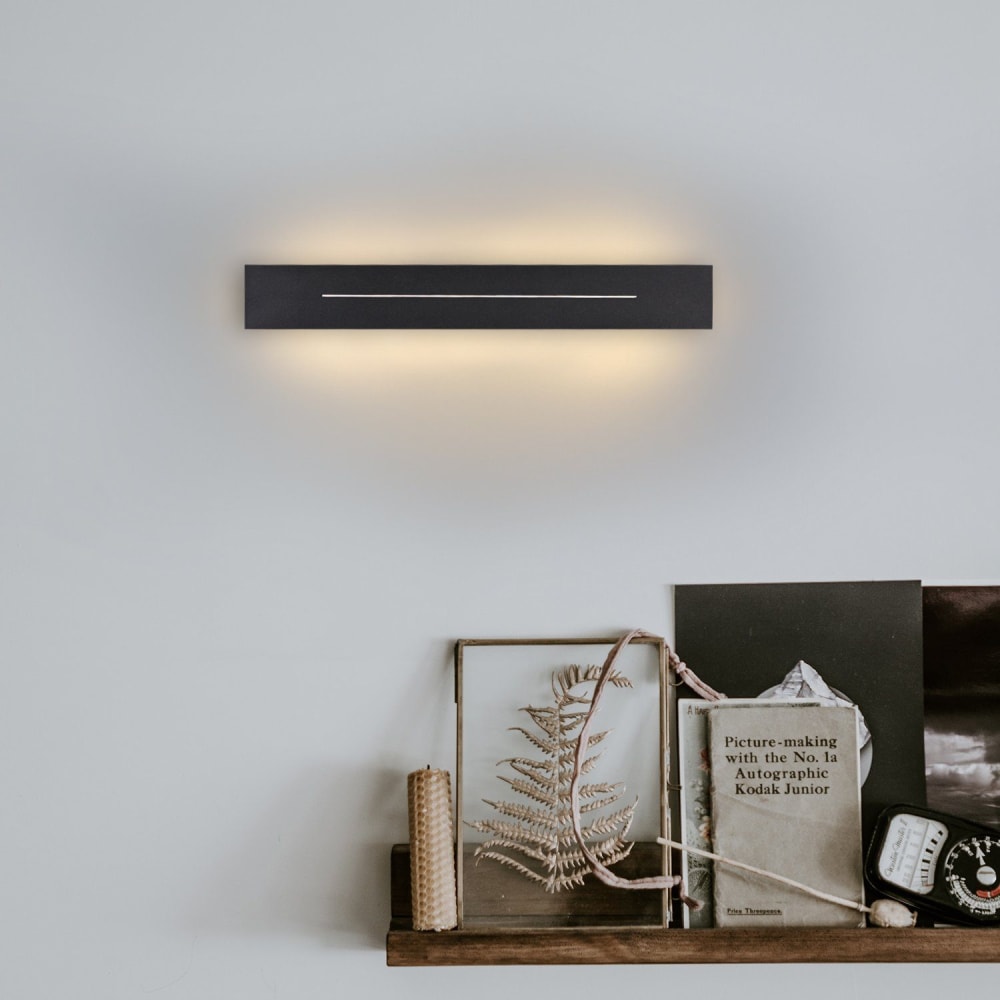 Applique murale en fer noir 30x5x4cm led 3000k 8w — vue 3