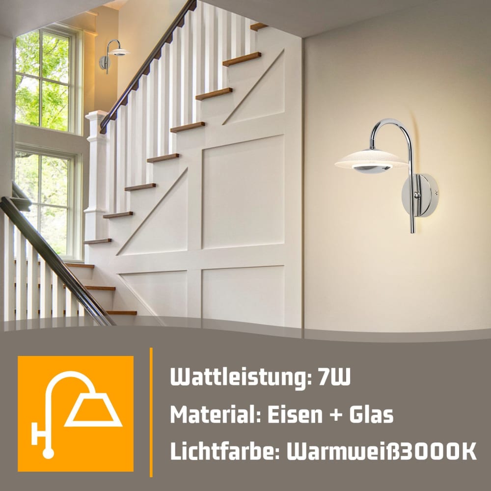Applique murale en fer argenté 23.6x16x25.2cm led 3000k 7w — vue 4