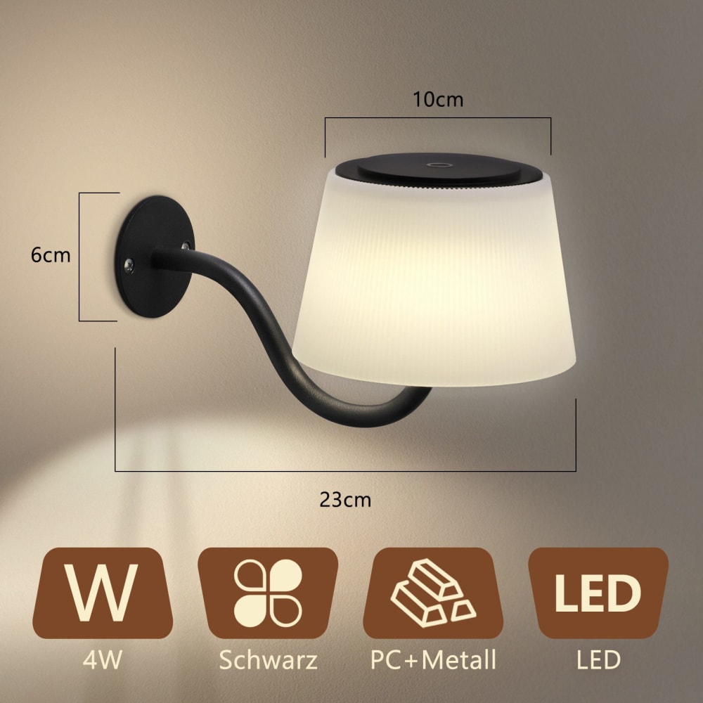 Applique murale en pc fer noir 18x13x13cm lot de 2 led 4w — vue 4