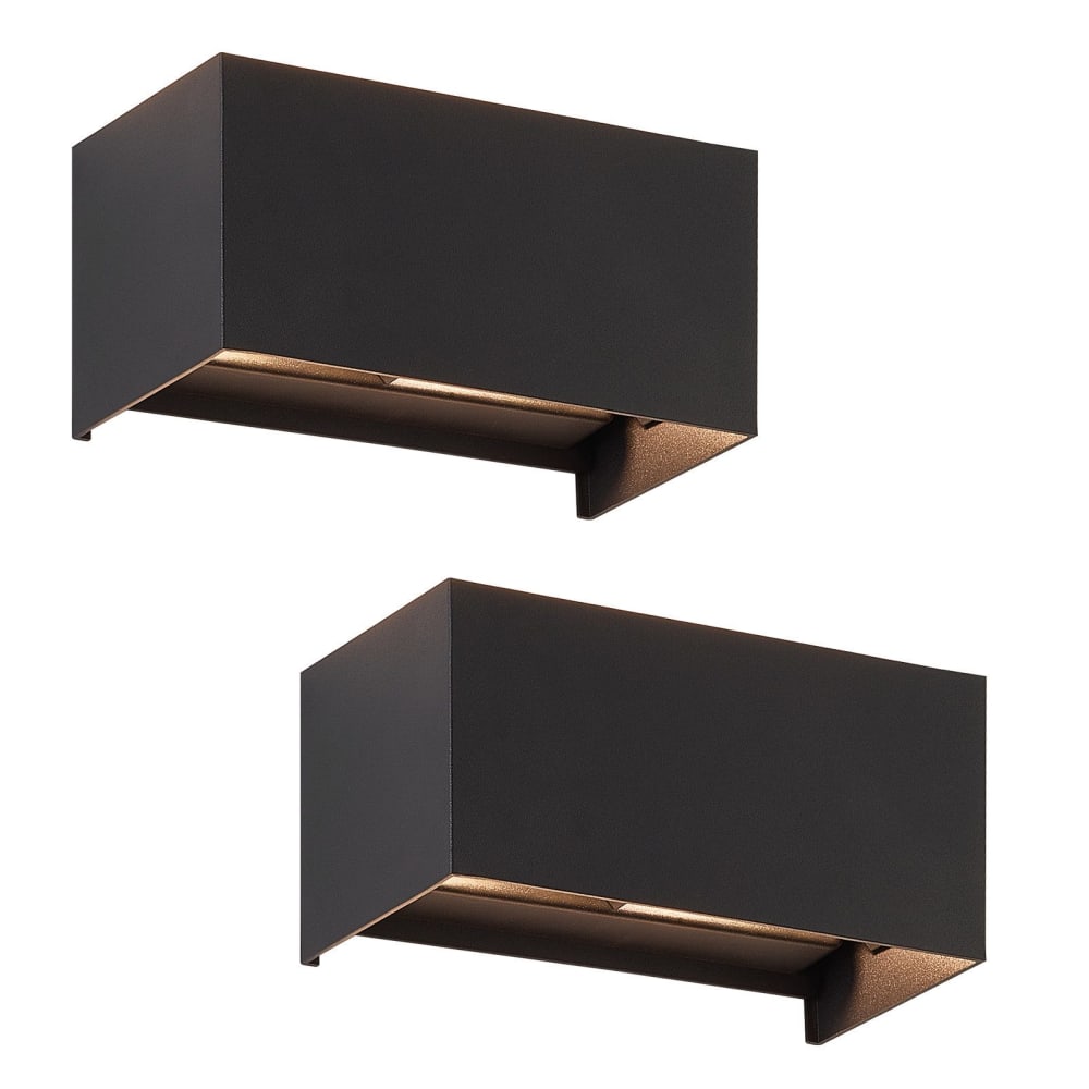 Applique murale en aluminium noir 20x10x10cm lot de 2 g9 3000k 3w
