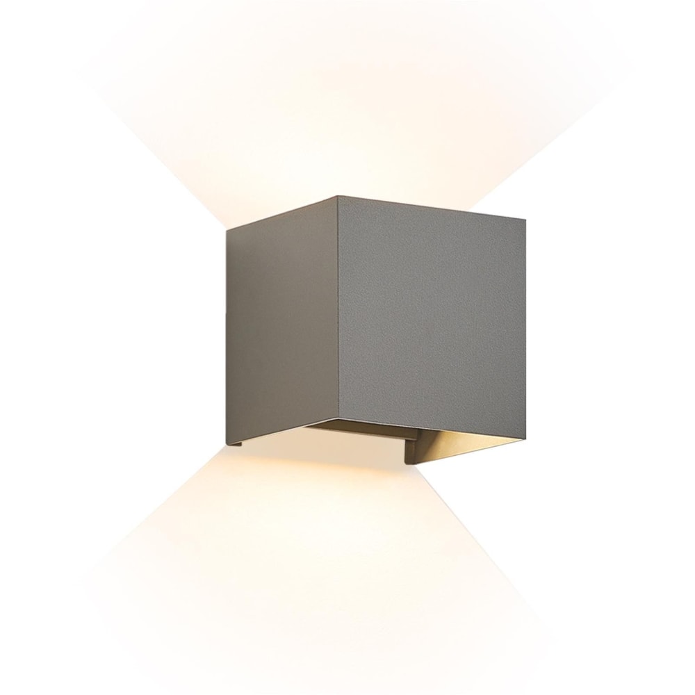 Applique murale en aluminium gris 10x10x10cm led 3000k 5w