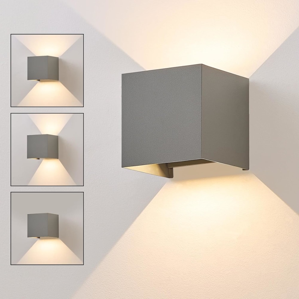 Applique murale en aluminium gris 10x10x10cm led 3000k 5w — vue 3