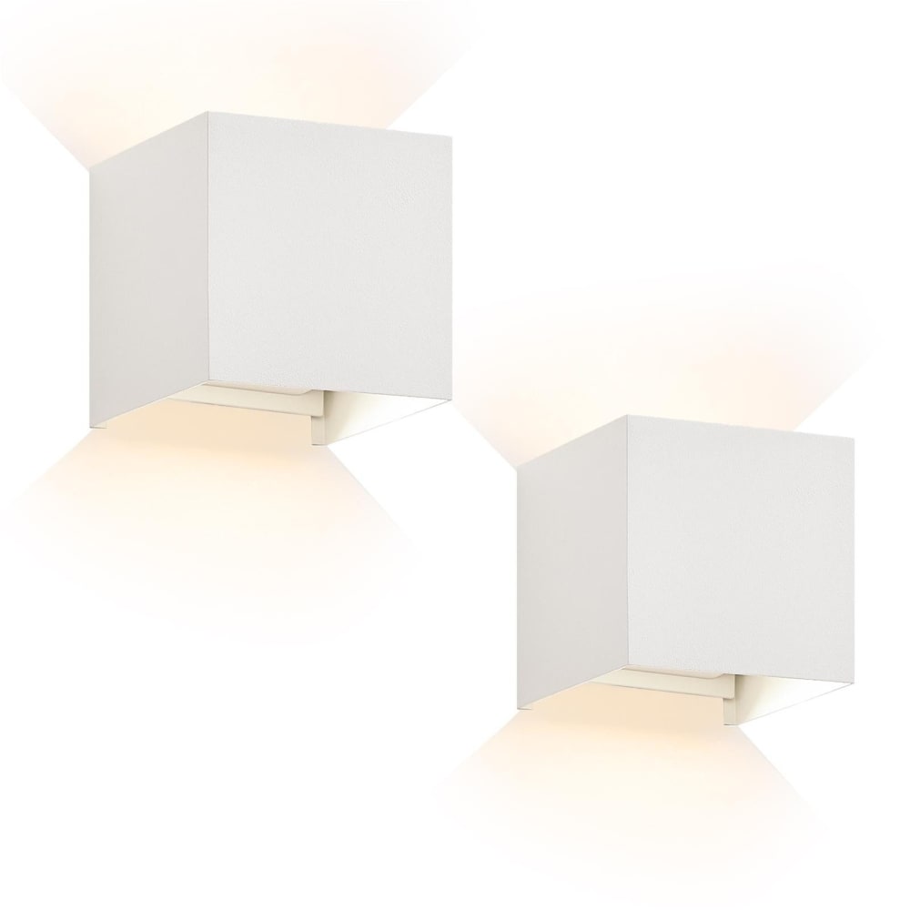 Applique murale en aluminium blanc 10x10x10cm lot de 2 led 3000k 5w
