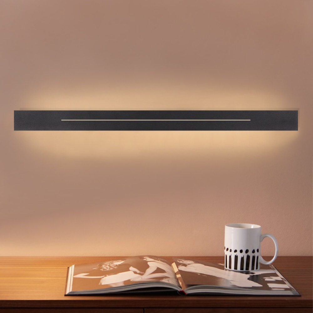 Applique murale en fer noir 60x5x4cm led 3000k 20w — vue 3