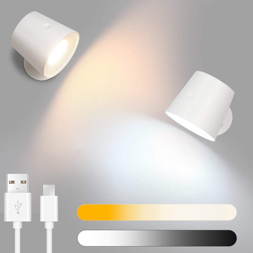 Applique murale en abs pc blanc 11x10x14.5cm lot de 2 led 2w — vue 3