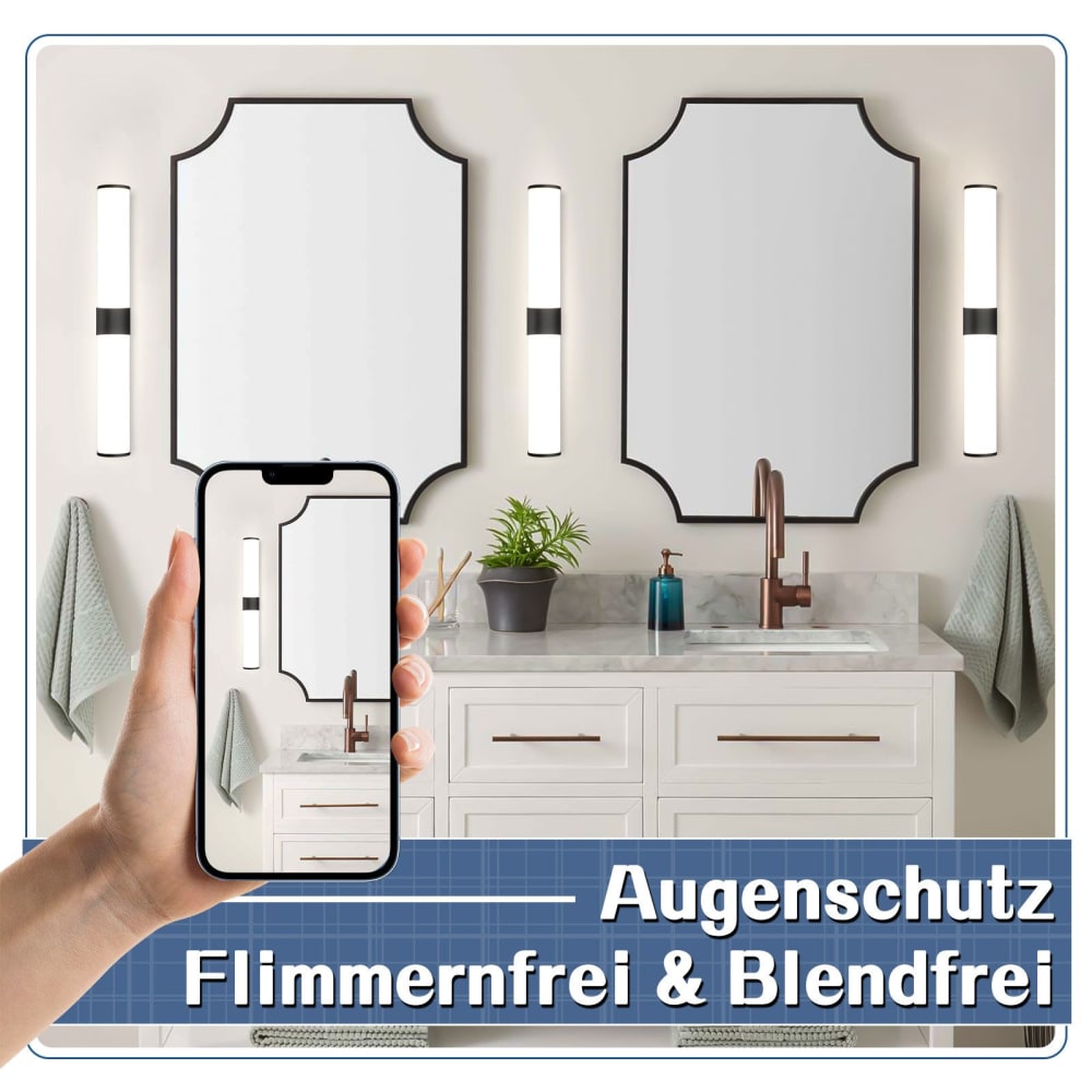 Spiegelleuchte ABS 40x12.8x6.8cm schwarz LED - Maisons Du Monde