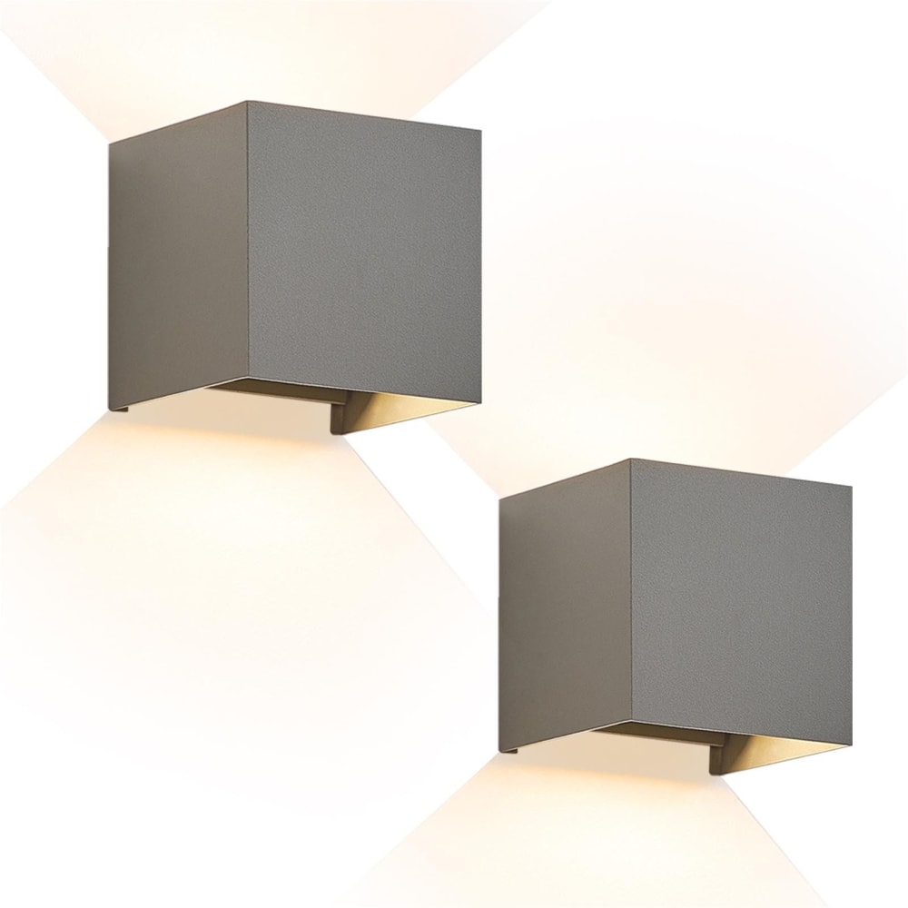 Applique murale en aluminium gris 10x10x10cm lot de 2 led 3000k 5w