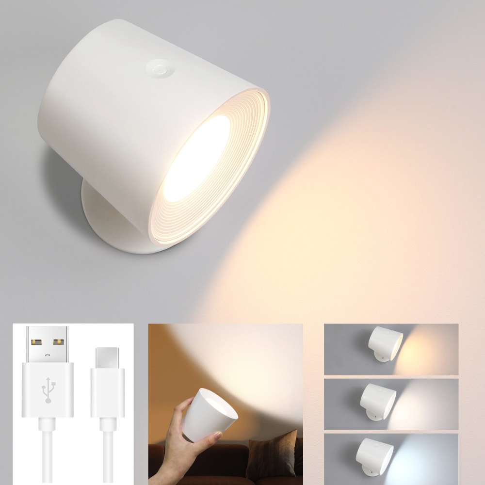 Applique murale en abs pc blanc 11x8.5x7.5cm led 2w — vue 3