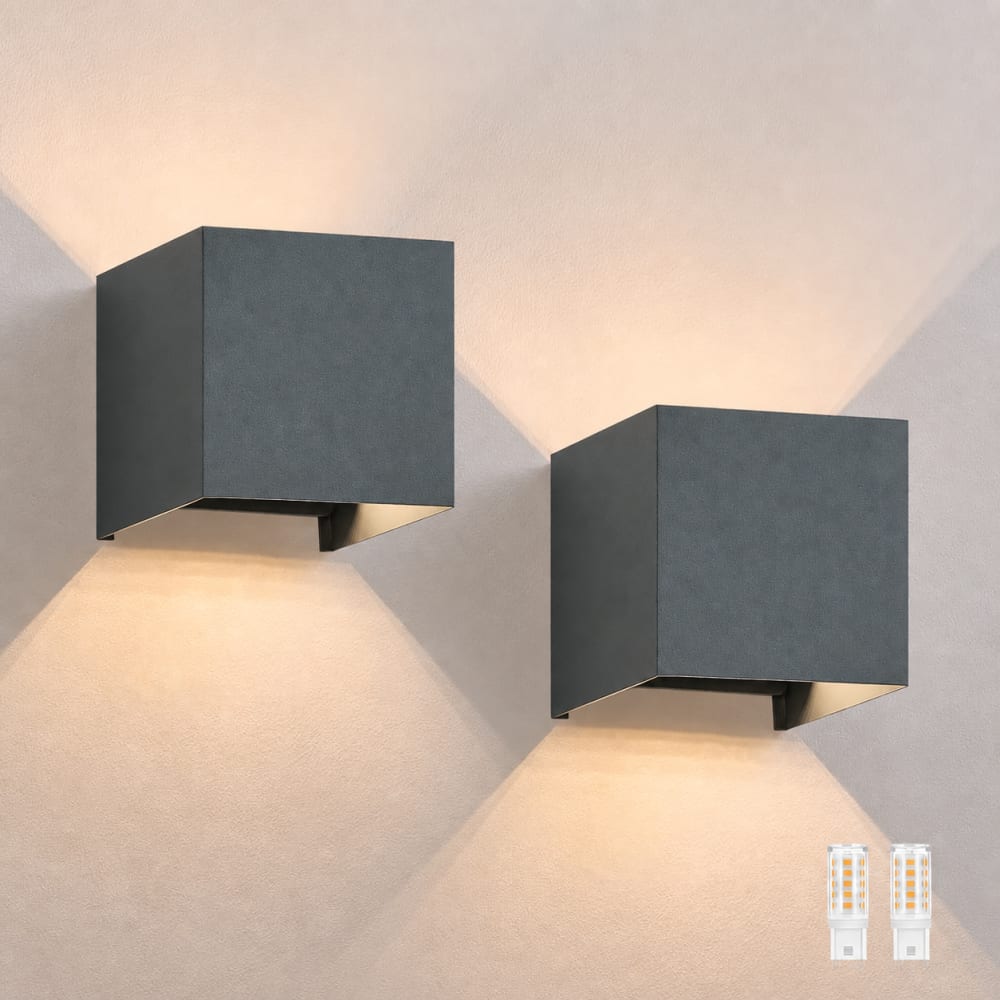 Wandleuchte Aluminium 10x10x10cm Grau 2er-Set G9 3000K 3W -