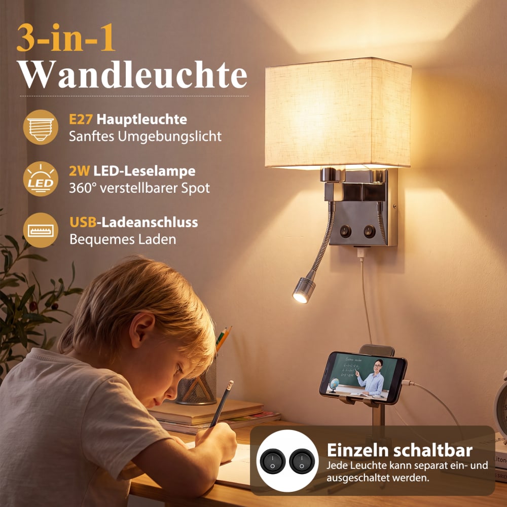 Applique murale en fer aluminium argenté 36x17.5x20cm led 3000k 2w — vue 4