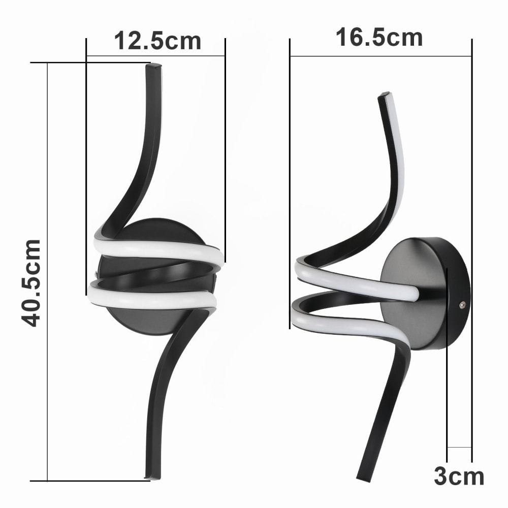 Applique murale en fer aluminium noir 40.5x12.5x16.5cm led 3000k 7w — vue 4