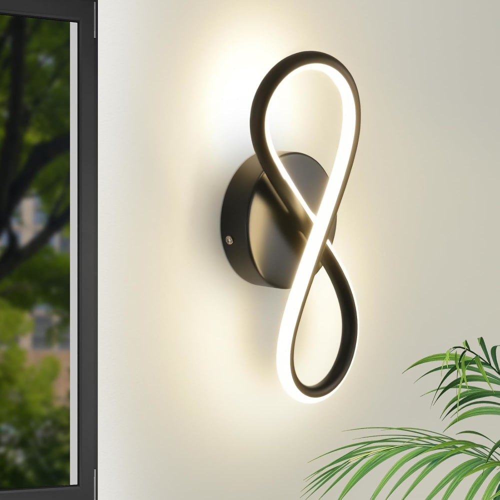 Applique murale en fer aluminium noir 31x12x9cm led 3000k 7w — vue 3