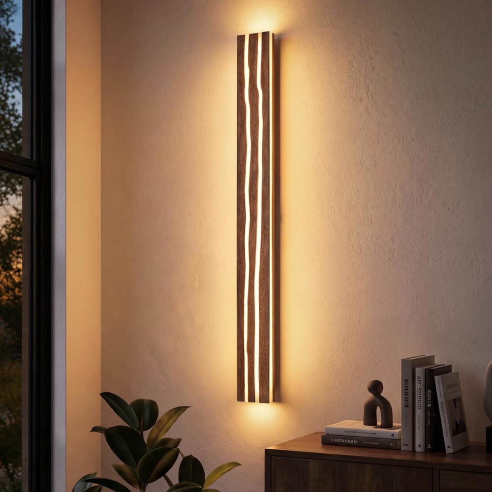 Applique murale en fer marron 100x10x6.5cm led 3000k 16w — vue 3
