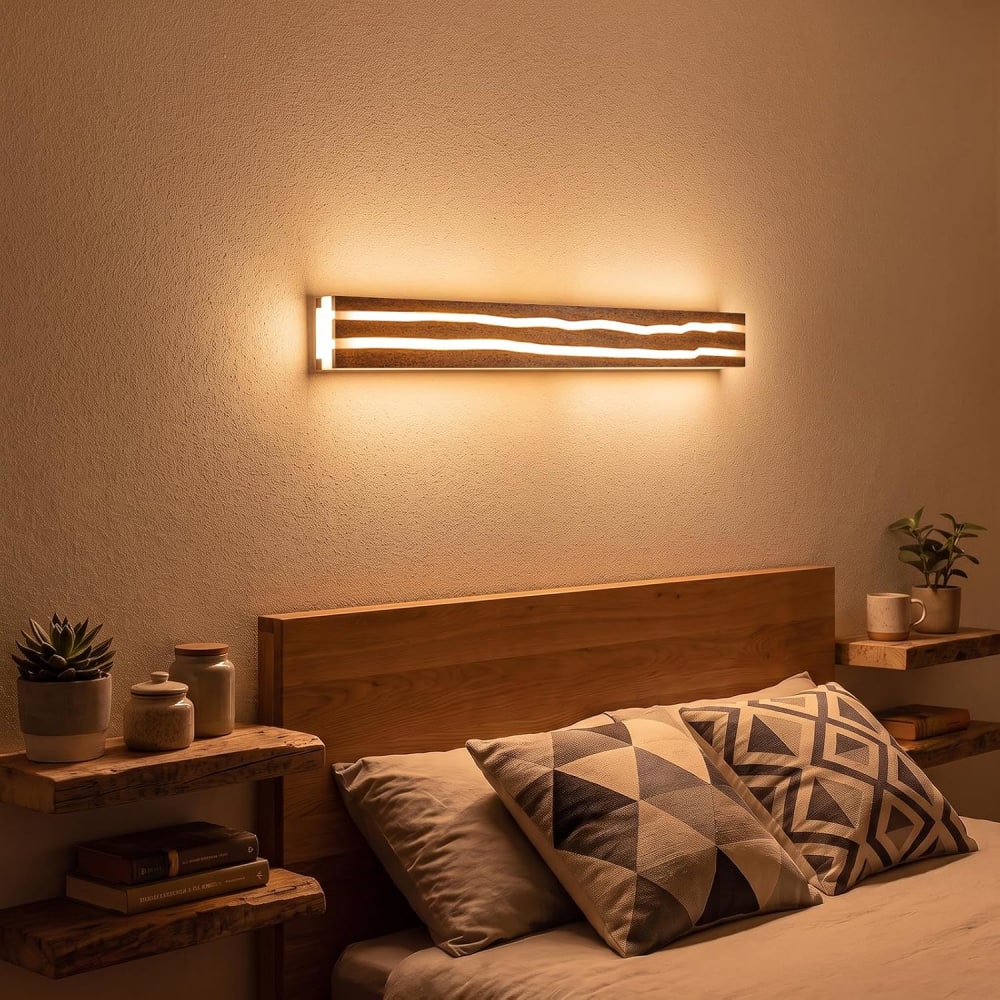 Applique murale en fer marron 100x10x6.5cm led 3000k 16w — vue 4
