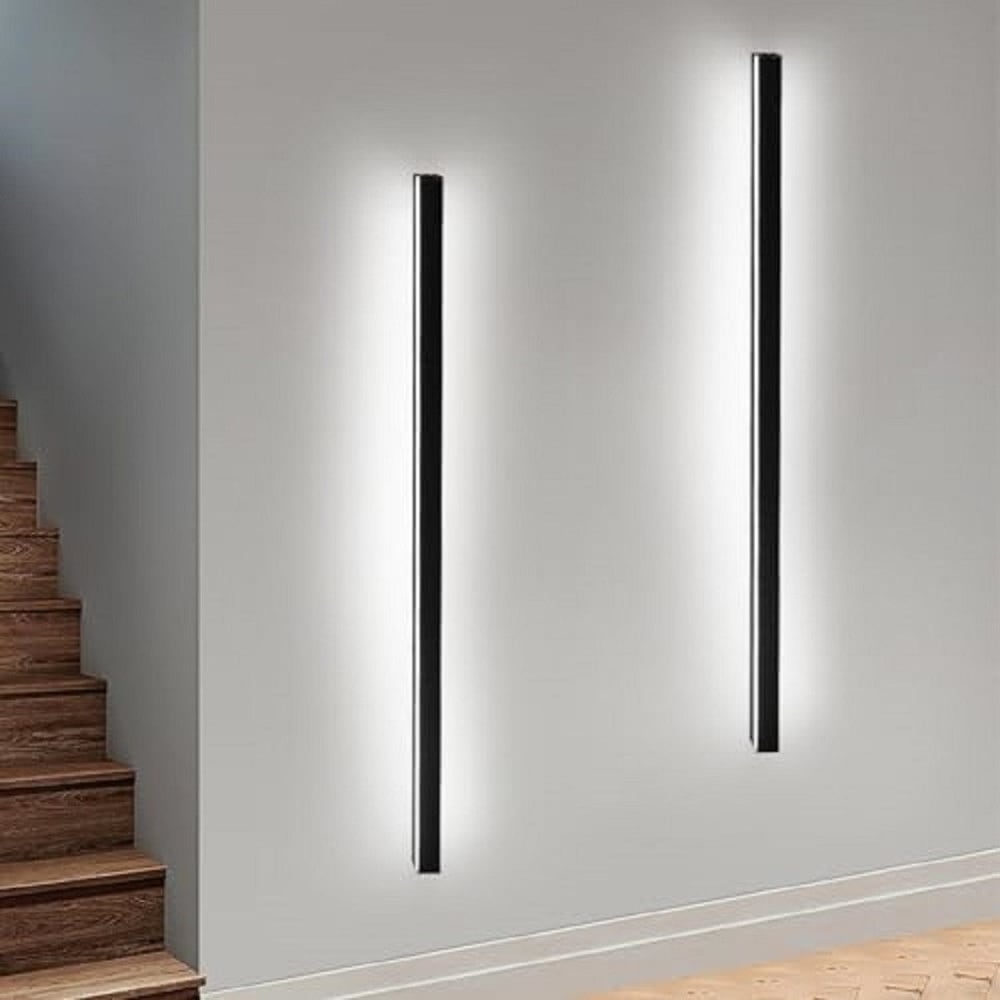 Wandleuchte Eisen Aluminium 2.5x4x100cm Schwarz 2er-Set LED 6500K