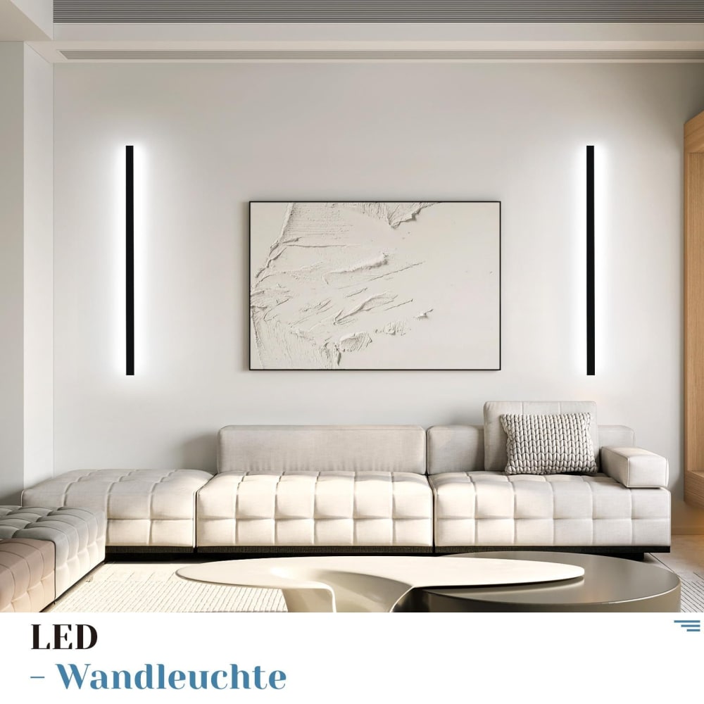 Applique murale en fer aluminium noir 2.5x4x100cm 6500k 32w lot de 2 — vue 4
