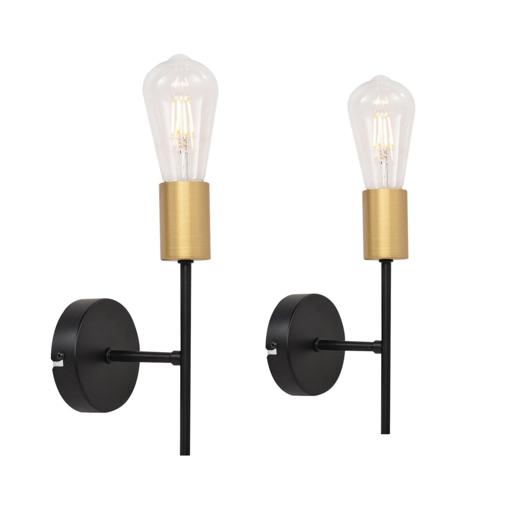 Applique murale en fer noir 22.5x10x12cm e27 lot de 2