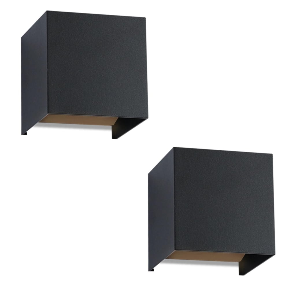 ZMH Wandleuchte Aluminium 10x10x10cm Schwarz 2er-Set LED 3000K 3W style modern Schwarz Aluminium