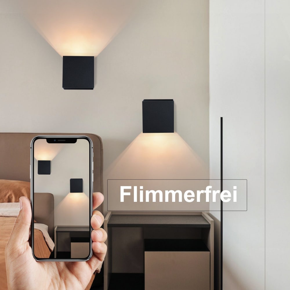 Applique murale en aluminium noir 10x10x10cm lot de 2 led 3000k 3w — vue 4