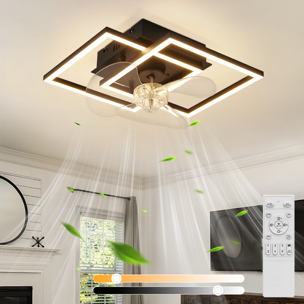 LED Deckenventilator Mit Licht Eisen 34x34x15cm Schwarz 29W -