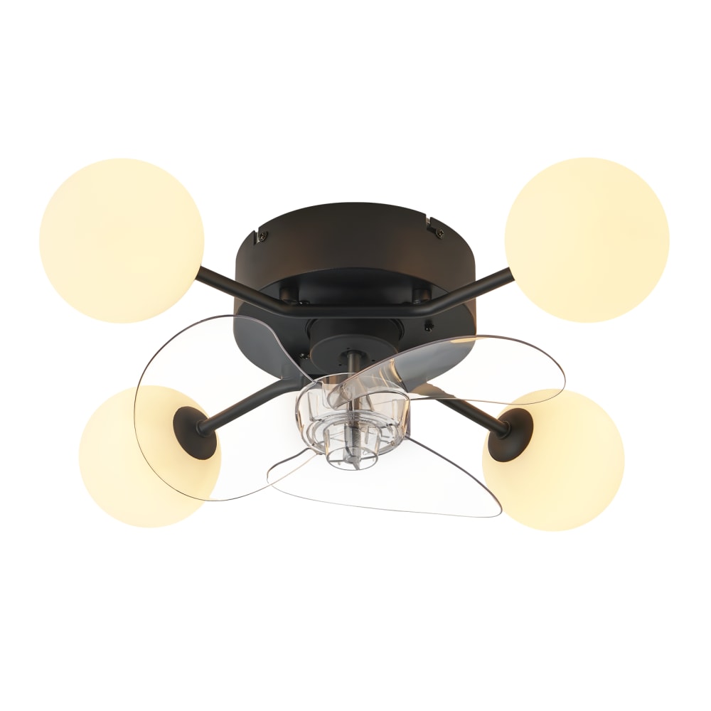 Ventilateur de plafond en fer 50x28x15 cm noir et blanc g9 4 lumières
